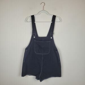 Vintage Old Navy Shortalls Overalls Shorts 10 Black Denim Bib Romper Y2K Buckle